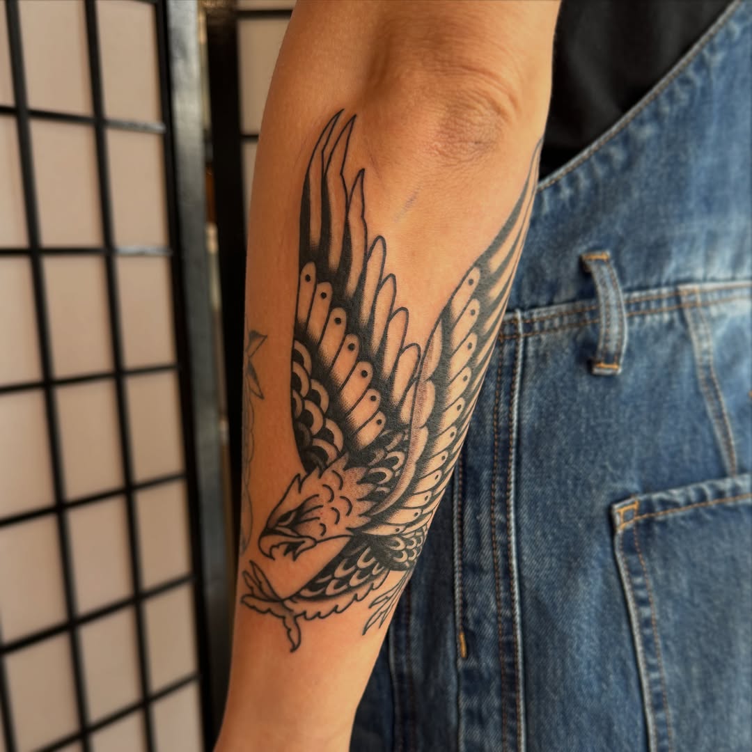 Tattoo by @scaley_j — american_traditional, black_and_grey