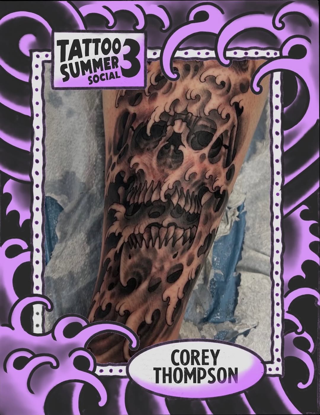 Tattoo by @corey_lostdog — black_and_grey, dark_realism