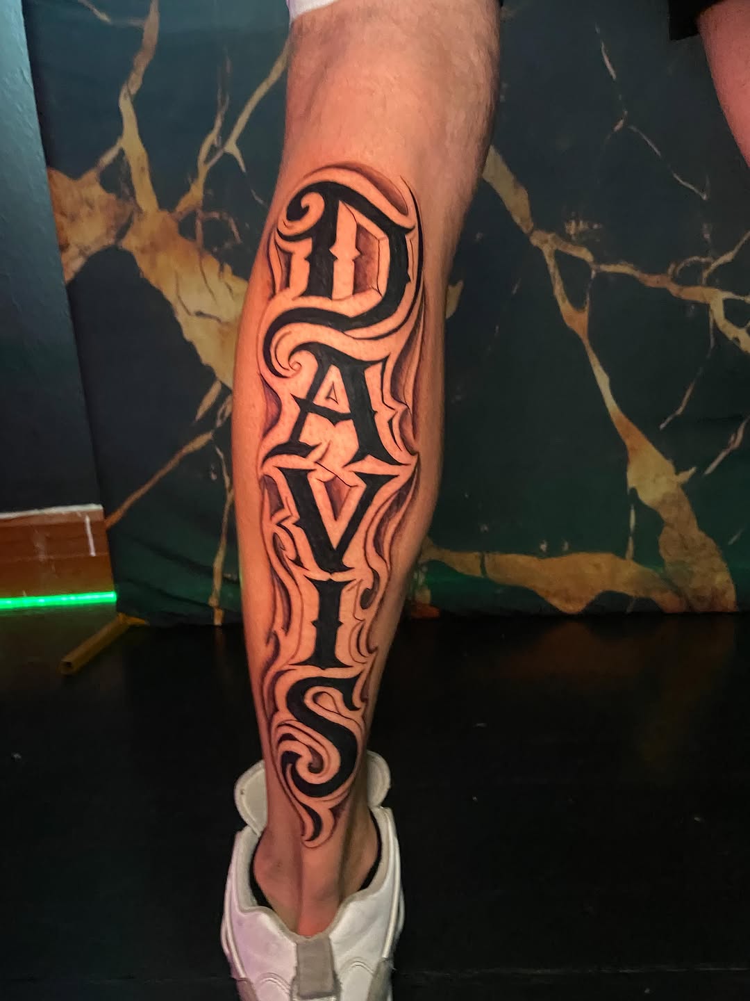 Tattoo by @tinyterrorink — lettering_script, black_and_grey