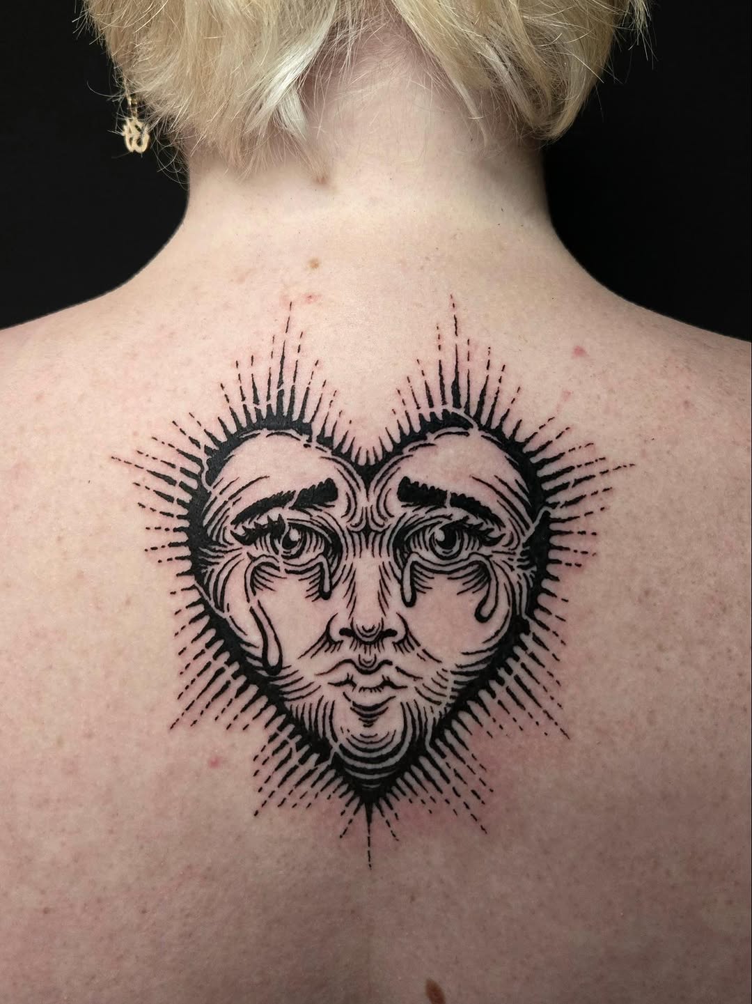 Tattoo by @pearthebeartattoo — blackwork, illustrative