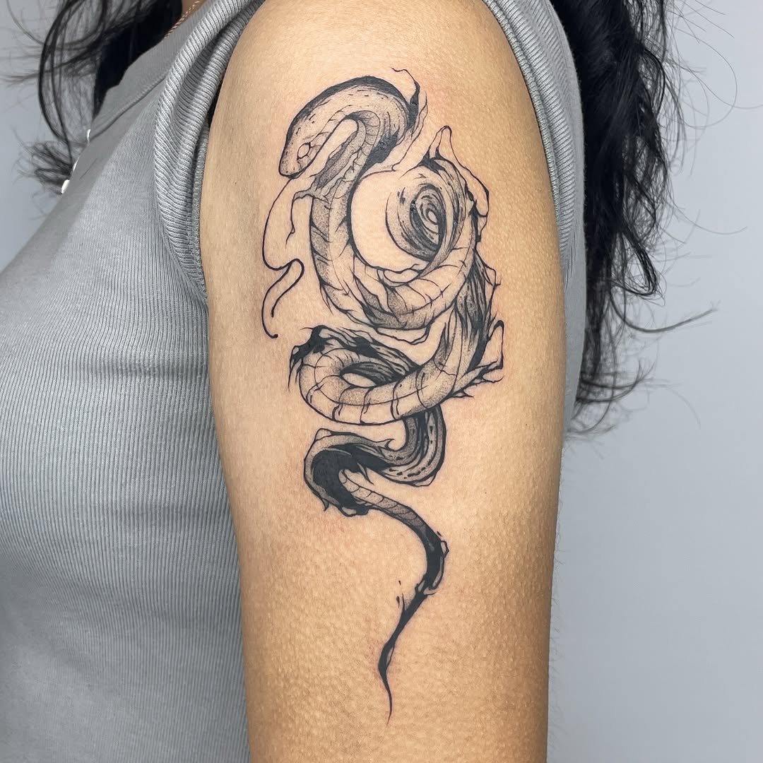 Tattoo by @goredink — black_and_grey