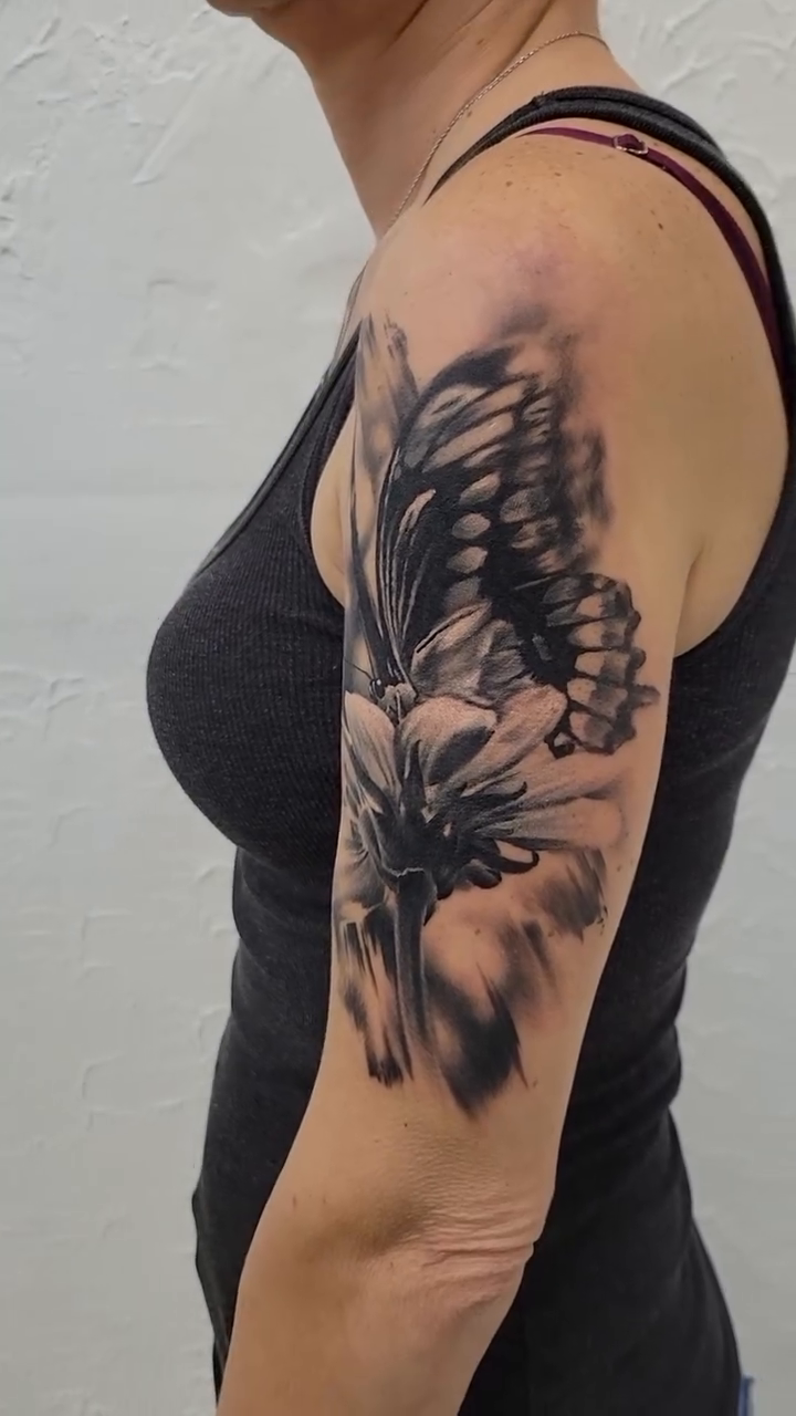 Tattoo by @lizvonborden โ realism, black_and_grey