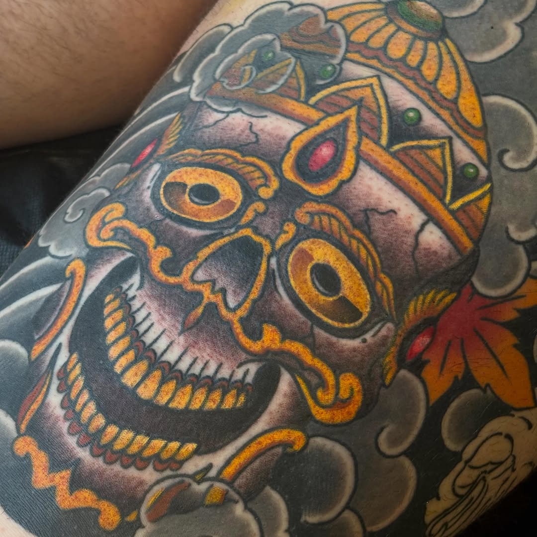 Tattoo by @ajoynerart — japanese_irezumi, black_and_grey