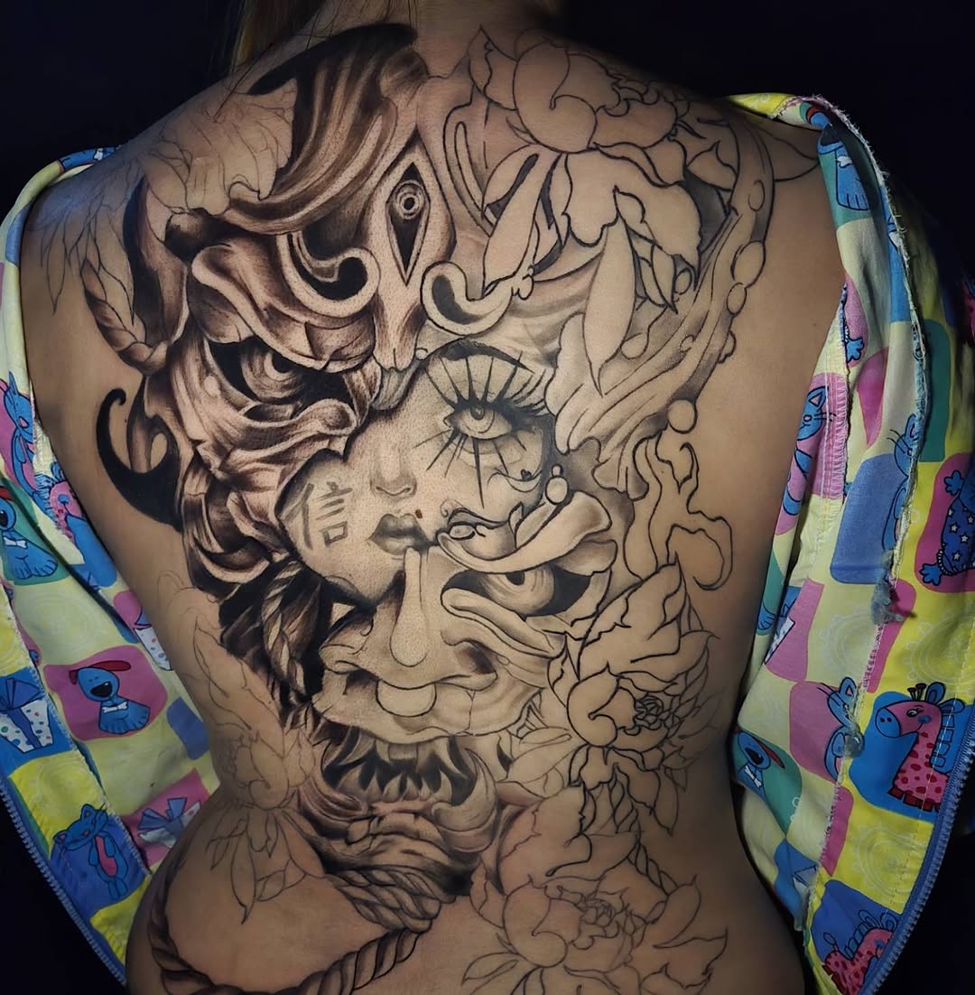 Tattoo by @242_ink — japanese_irezumi, black_and_grey
