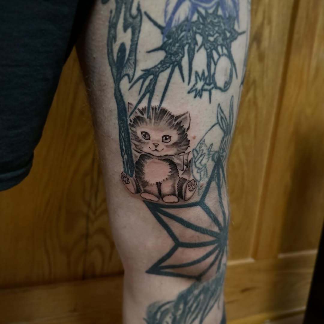 Tattoo by @hellbent.sebastian — illustrative, black_and_grey