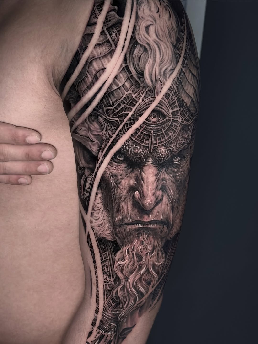 Tattoo by @3k_tat_too — realism, black_and_grey