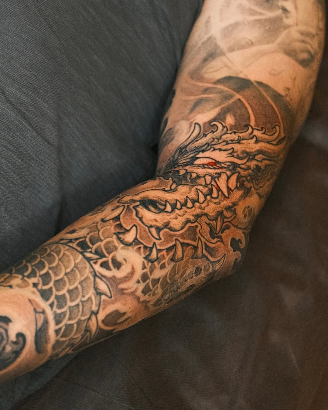 Tattoo by @kubotattoo — black_and_grey, japanese_irezumi