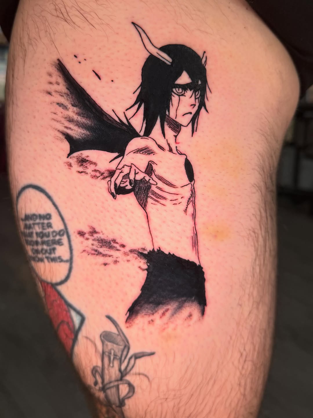 Tattoo by @cory.welker — anime, black_and_grey