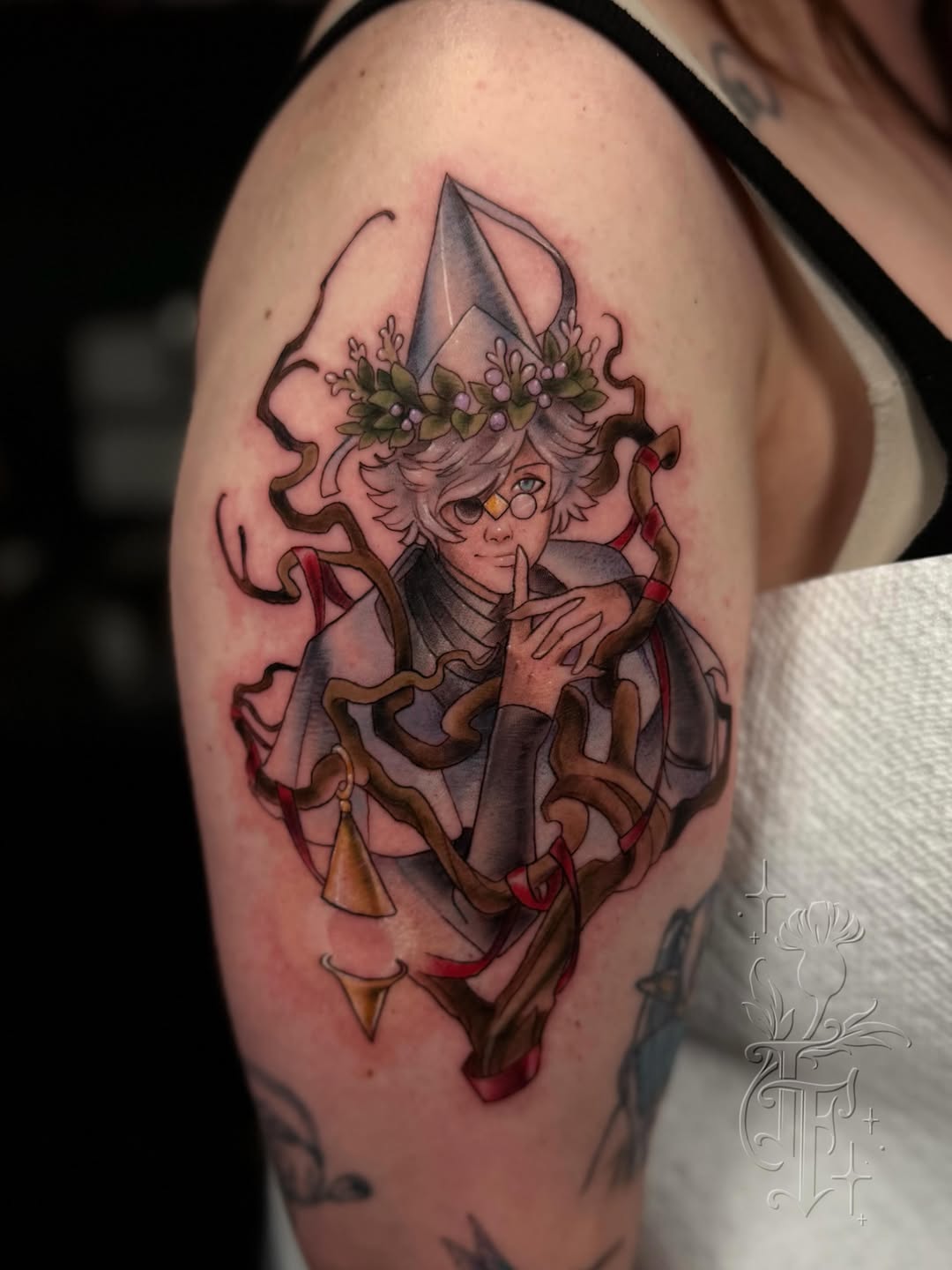 Tattoo by @thistlefoot.tattoo β anime, illustrative