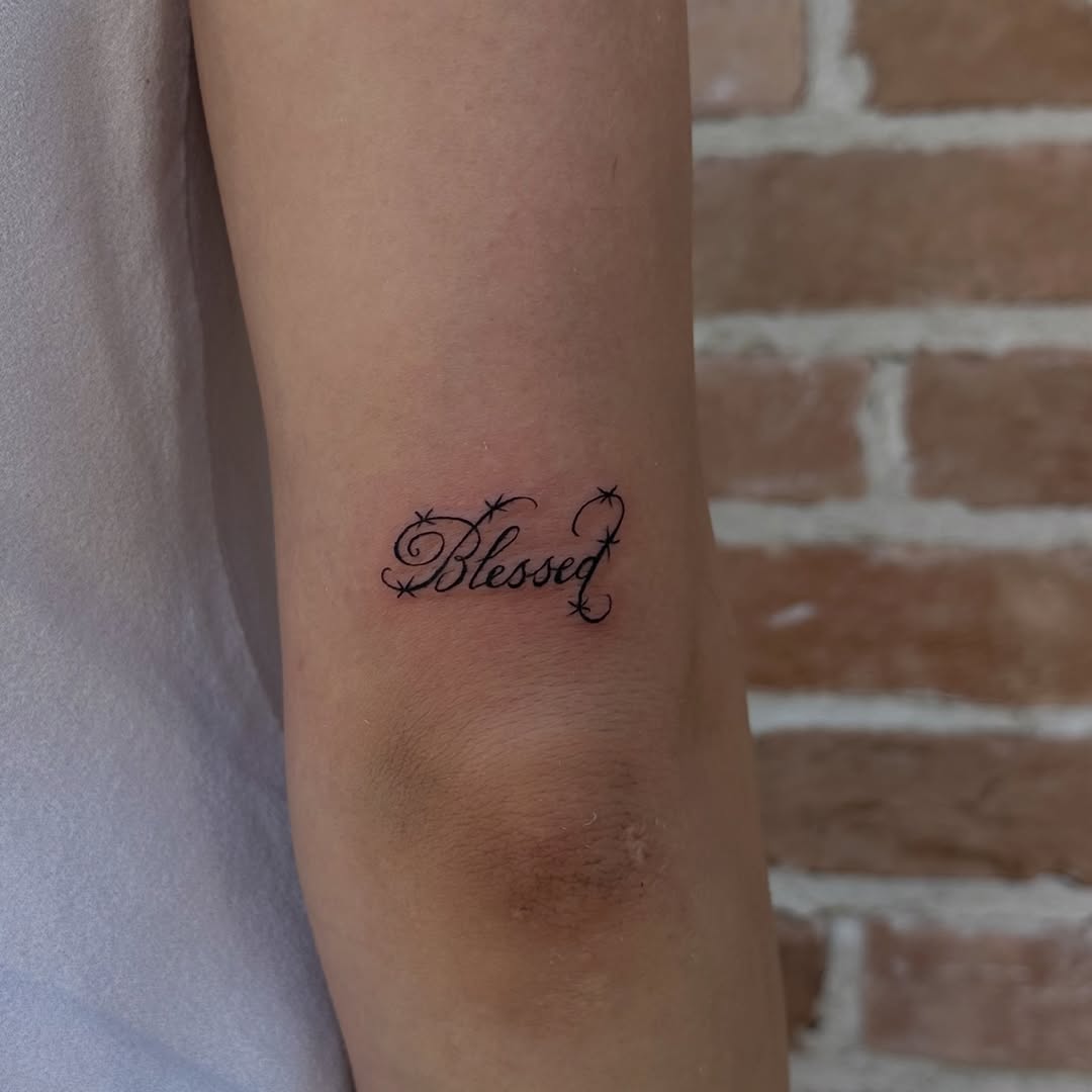 Tattoo by @rodeorosetattoo โ lettering_script, fine_line