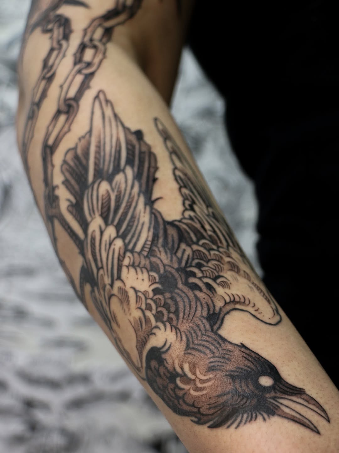 Tattoo by @baldpeaches — black_and_grey, illustrative