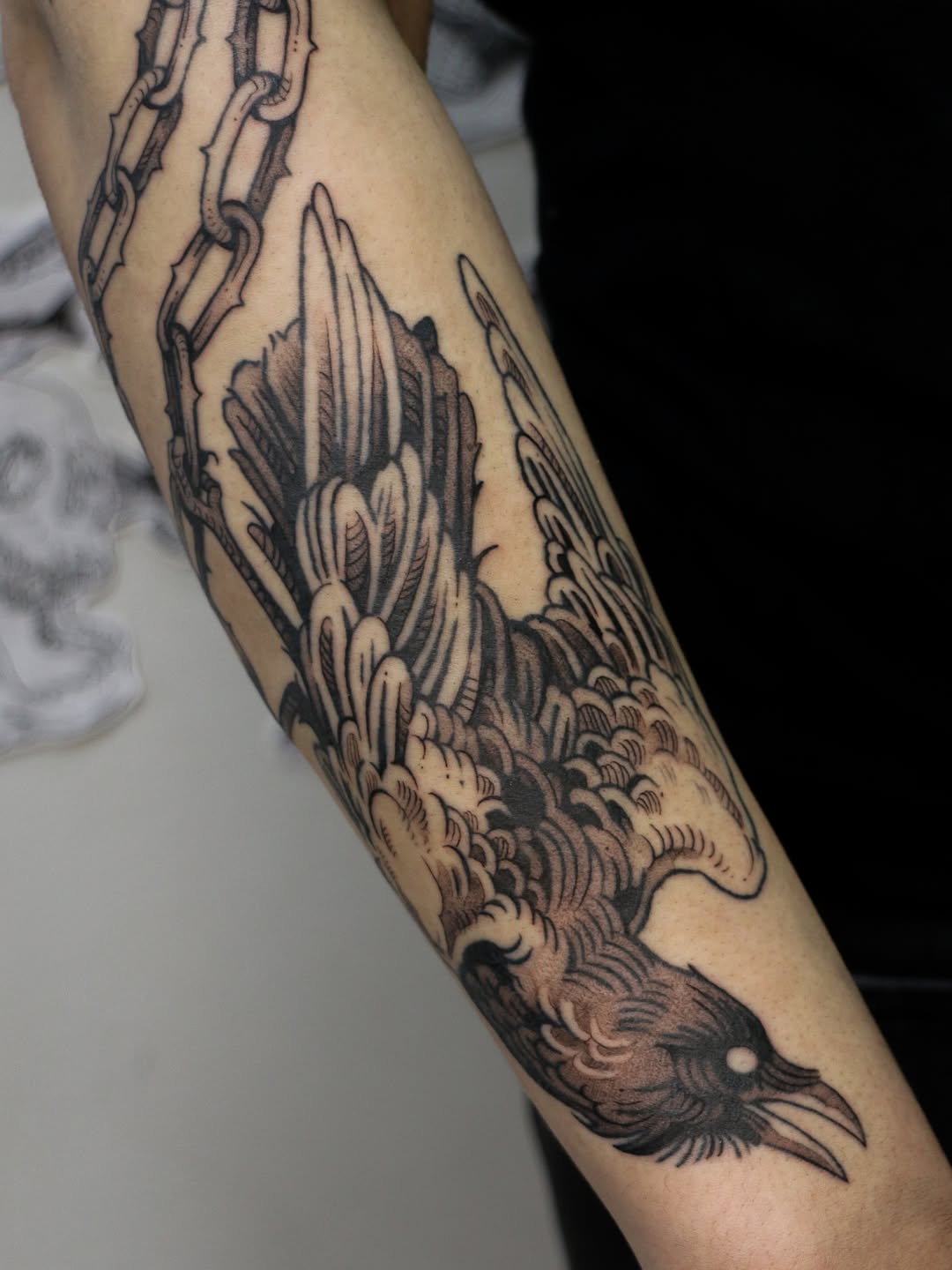 Tattoo by @baldpeaches — black_and_grey, japanese_irezumi