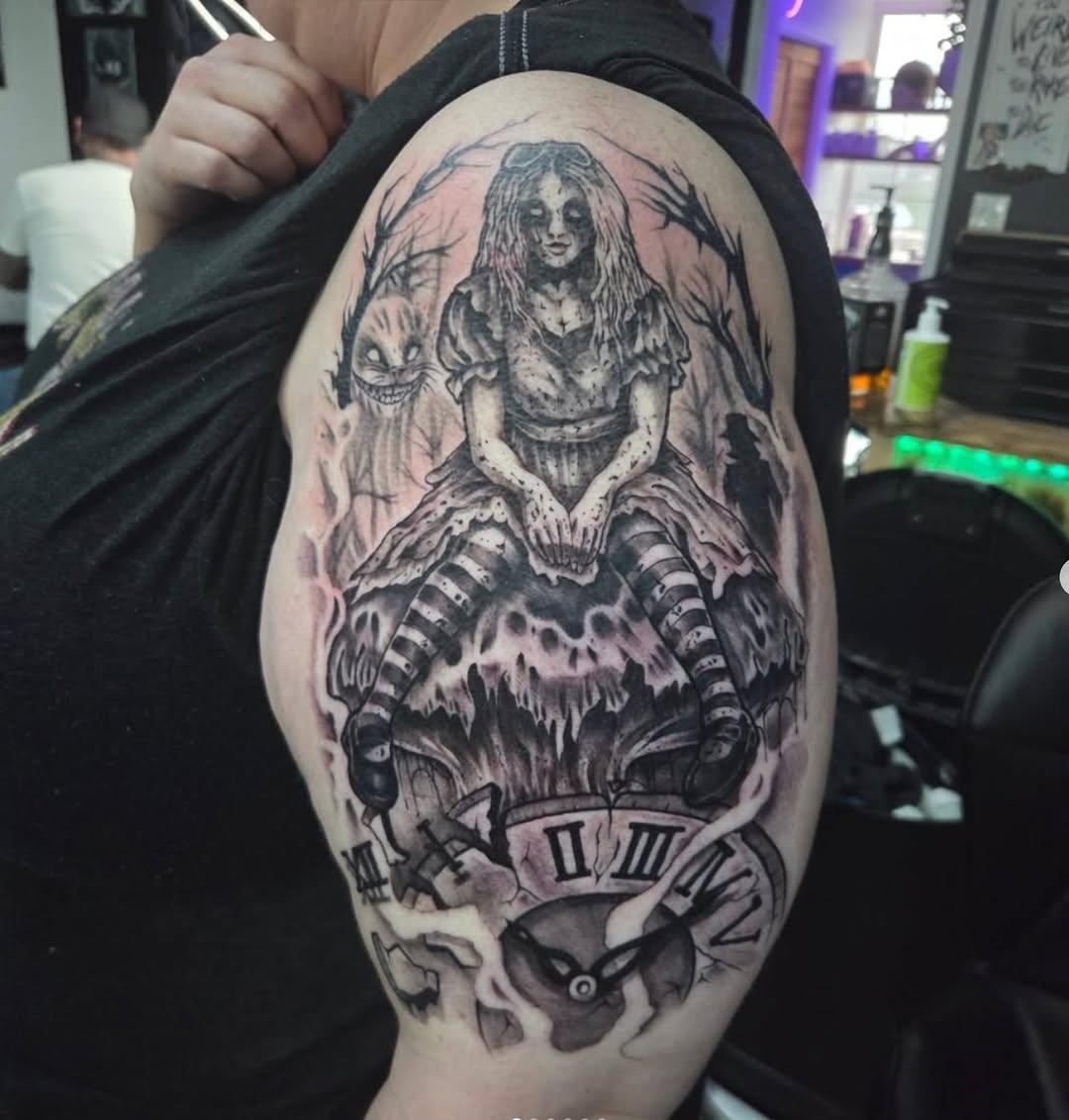 Tattoo by @geo_does_art — dark_realism, black_and_grey