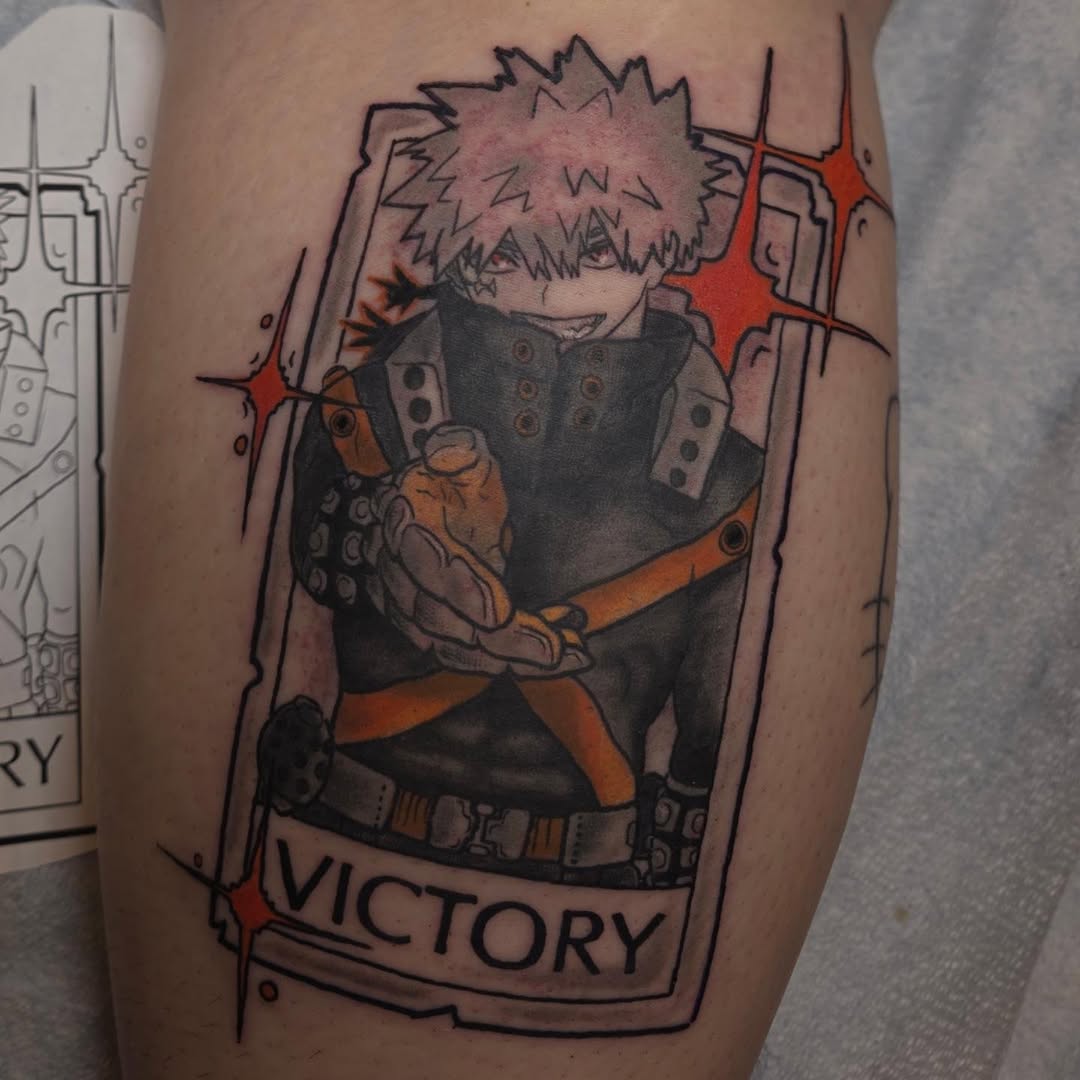 Tattoo by @embermoontattoos โ anime, black_and_grey