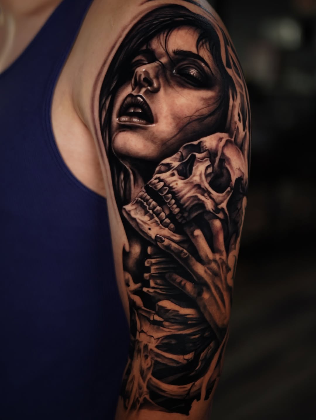 Tattoo by @flamure_tattoo — dark_realism, black_and_grey
