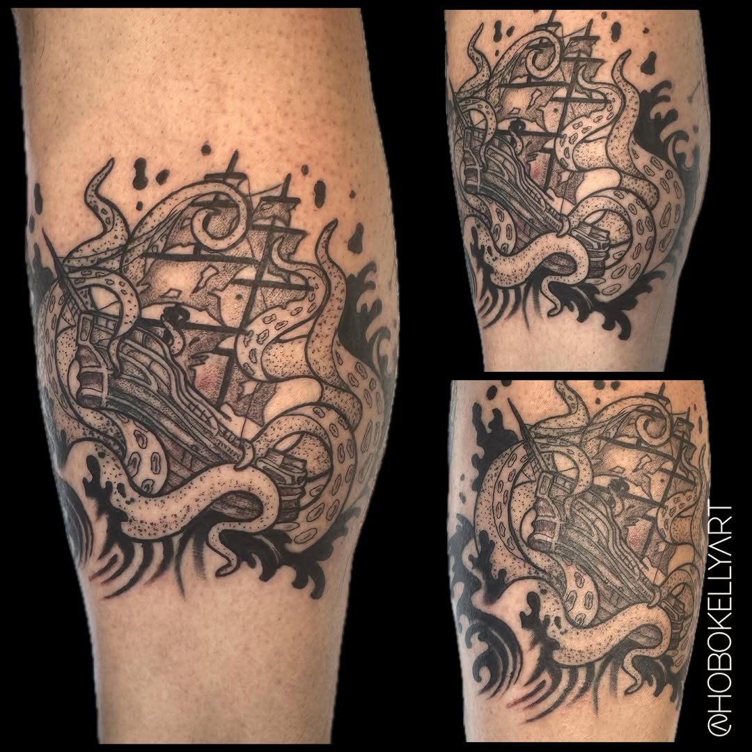 Tattoo by @hobokellyart โ black_and_grey, illustrative