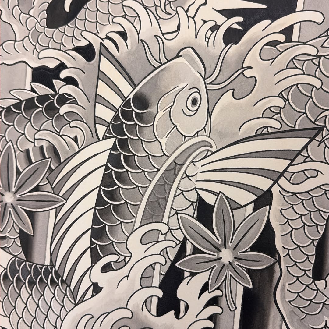 Tattoo by @yokainani — japanese_irezumi, black_and_grey
