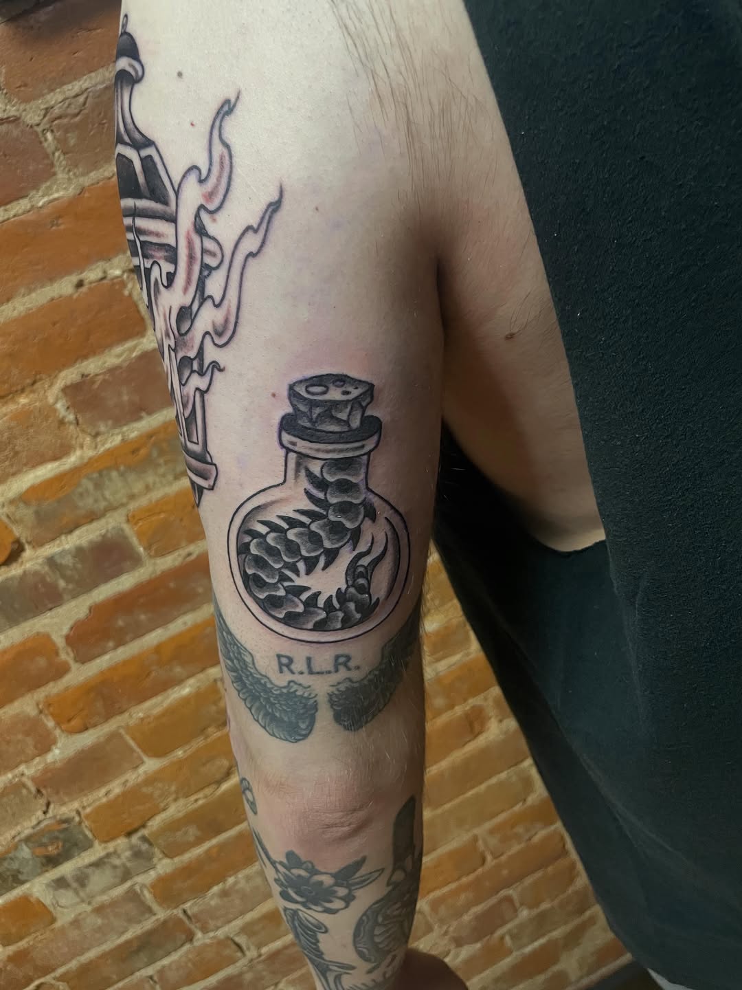 Tattoo by @auzzy.inkpirate — black_and_grey