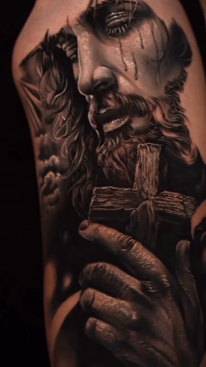 Tattoo by @j2k_tattoo_ — realism, black_and_grey