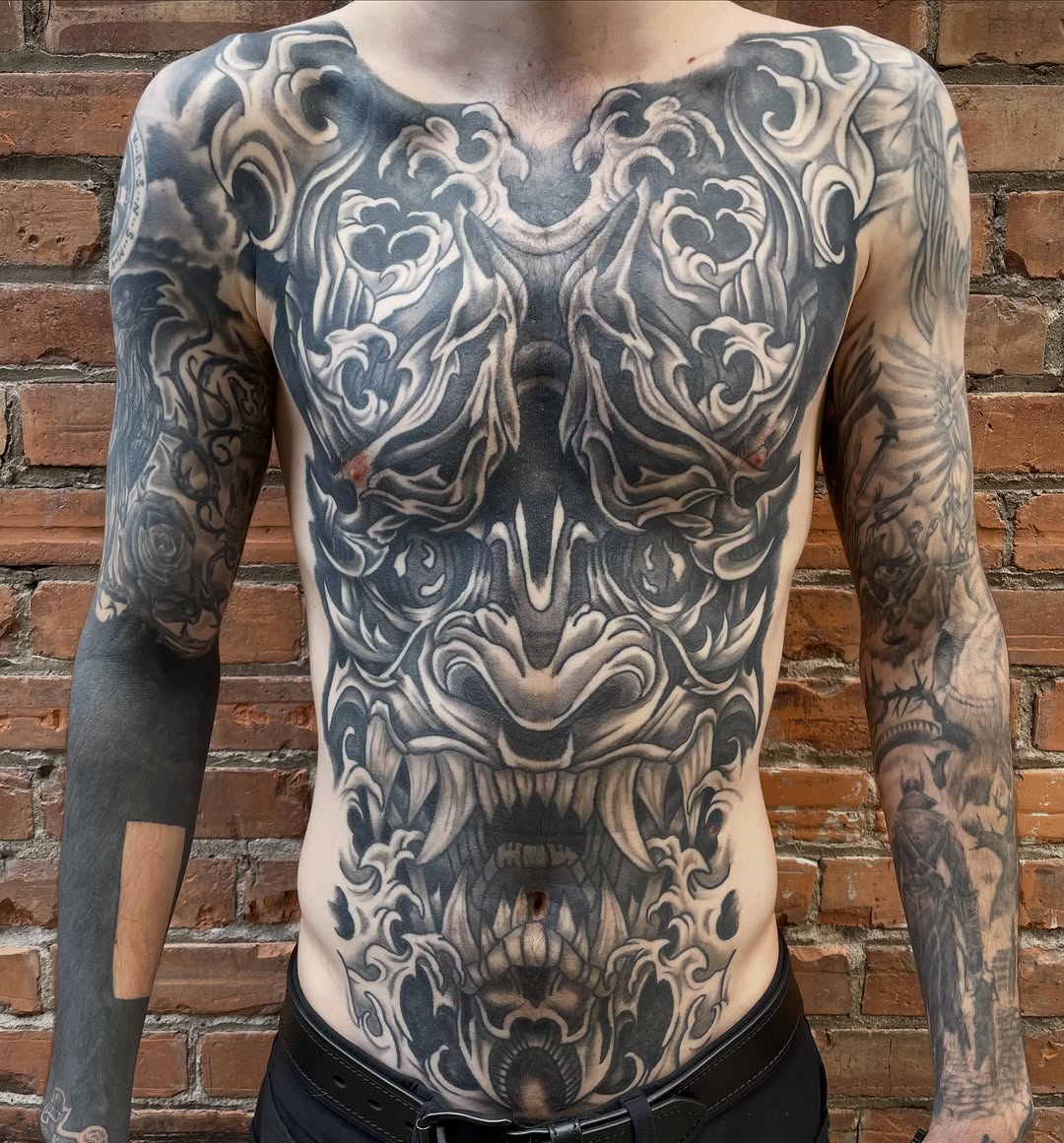 Tattoo by @duggernautt — black_and_grey, japanese_irezumi