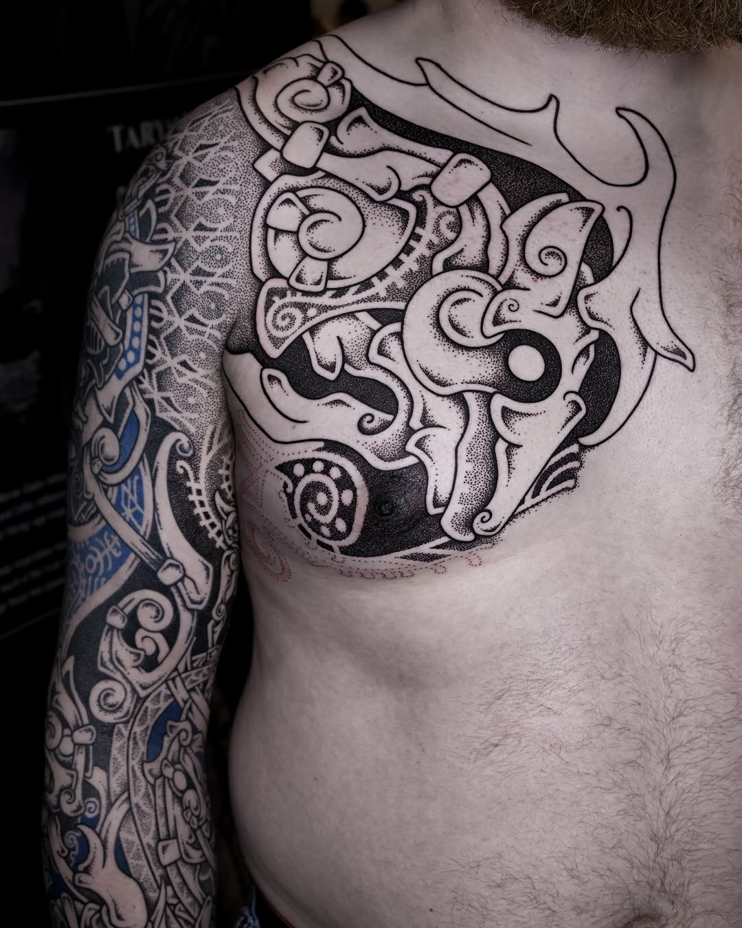 Tattoo by @kintyreink — blackwork, dotwork