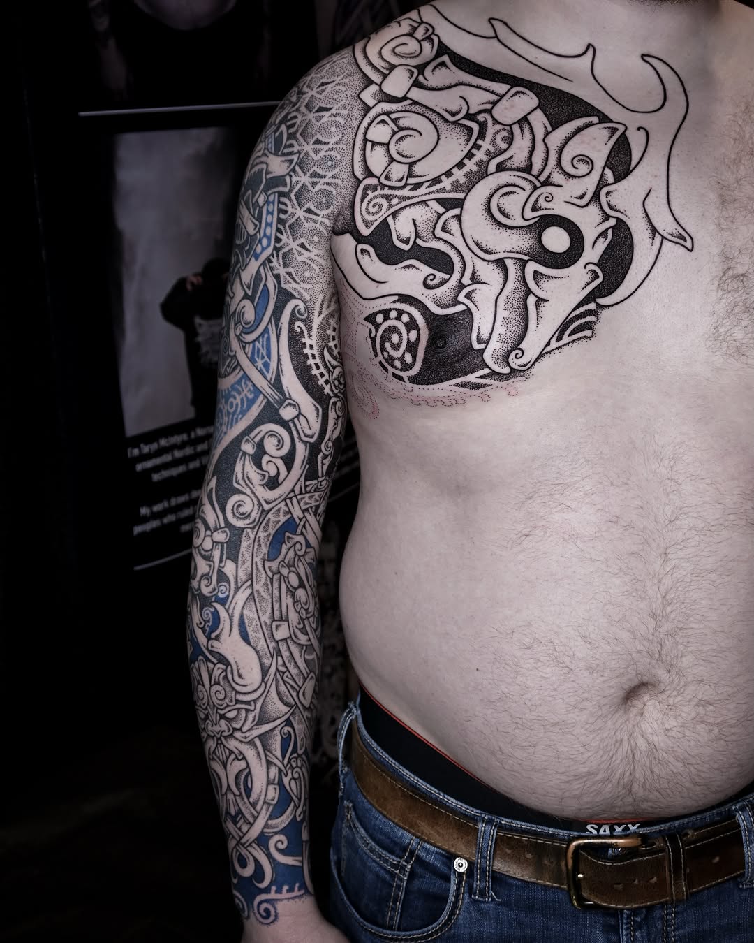 Tattoo by @kintyreink — blackwork, dotwork