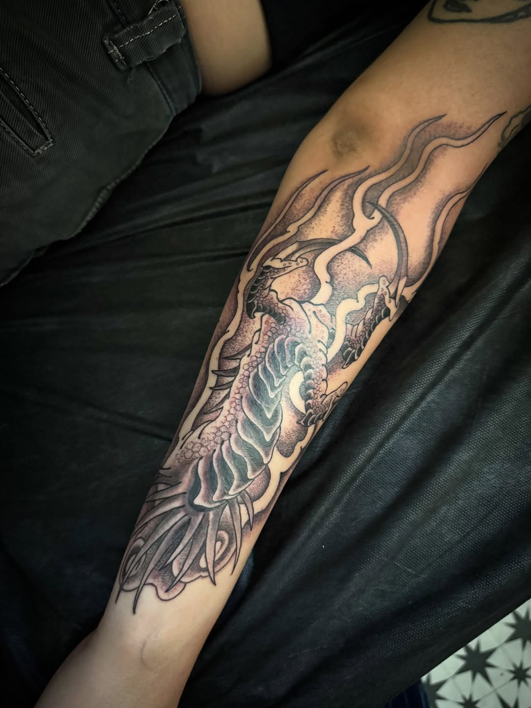 Tattoo by @ladywilson.tattoo โ japanese_irezumi, black_and_grey
