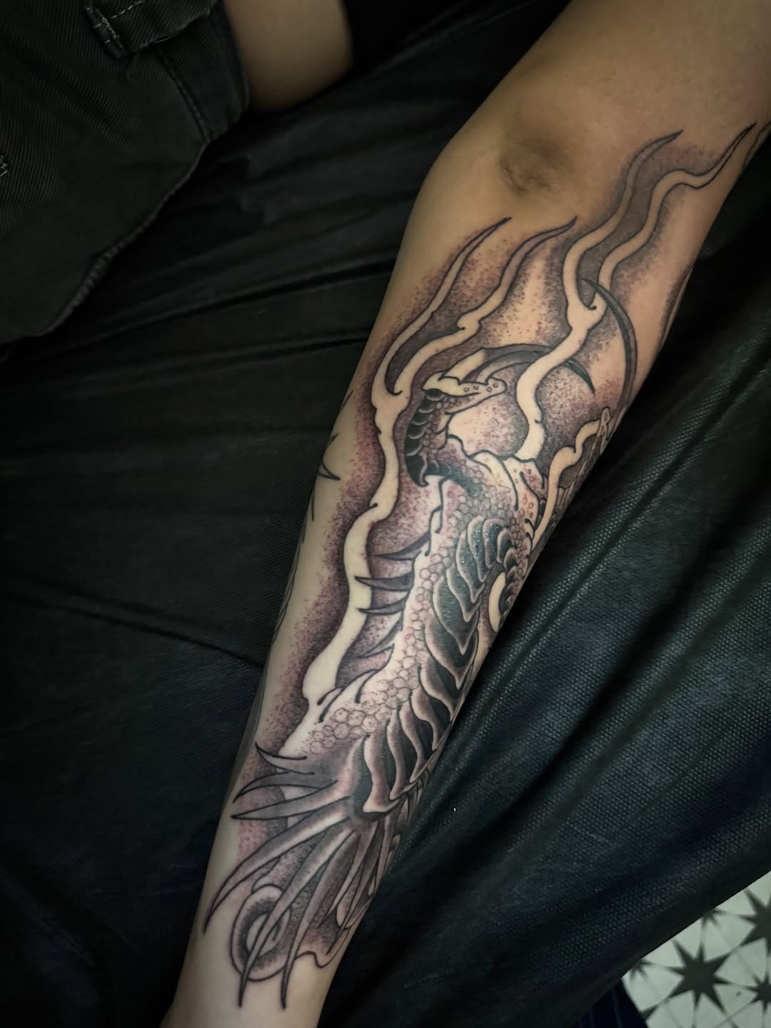 Tattoo by @ladywilson.tattoo โ japanese_irezumi, black_and_grey