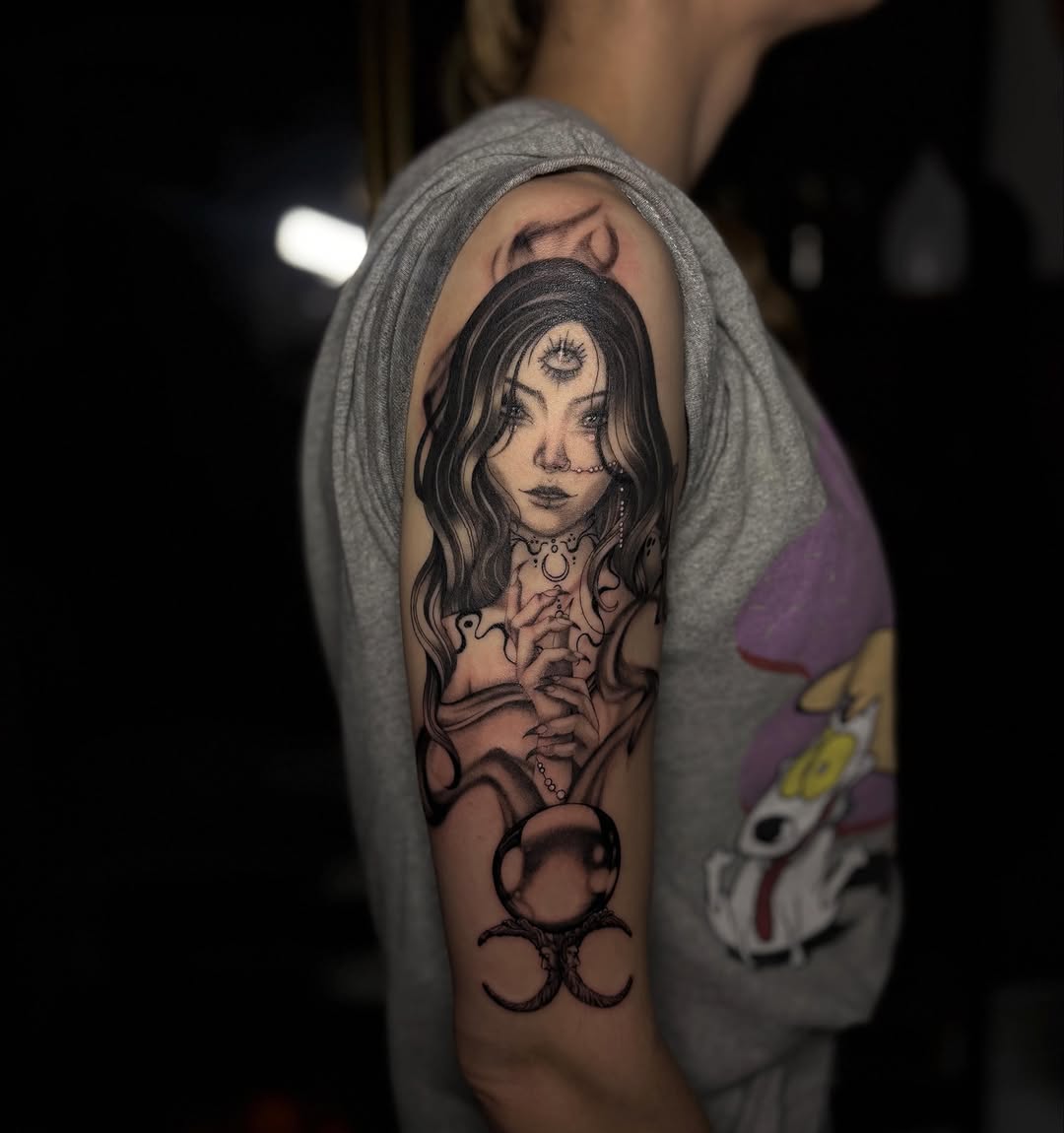 Tattoo by @dandelion.roses โ black_and_grey, dark_realism