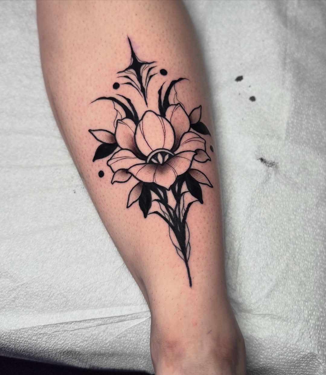 Tattoo by @shortyadtrtattoos — black_and_grey, ornamental