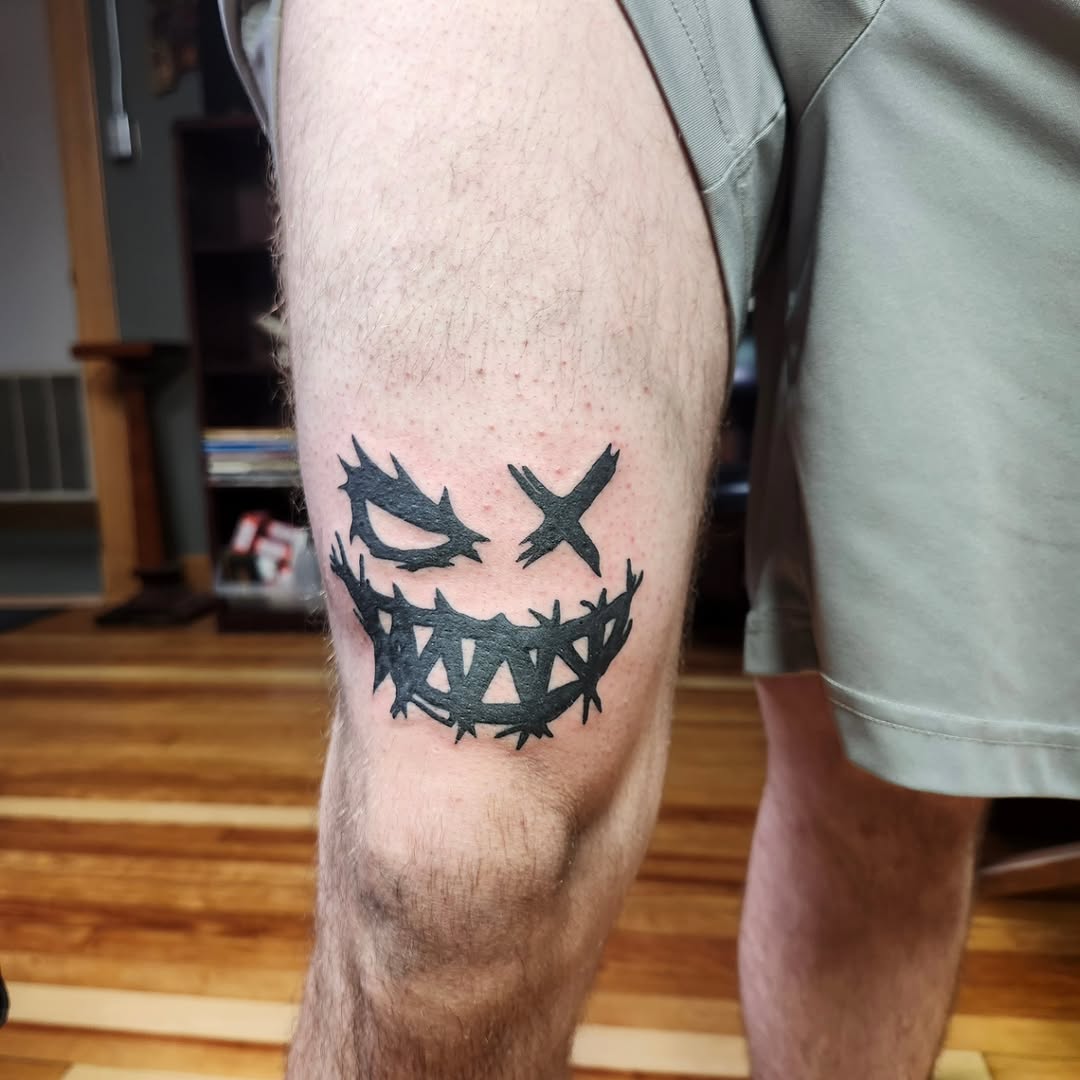 Tattoo by @rockinr33d.tattoos — blackwork, illustrative