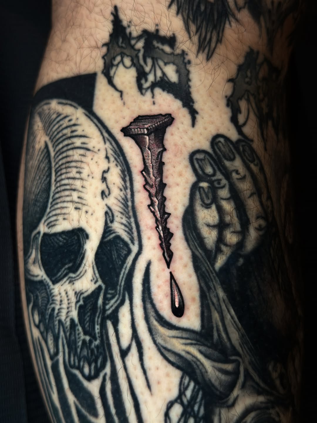 Tattoo by @mspiresinks โ blackwork, dark_realism