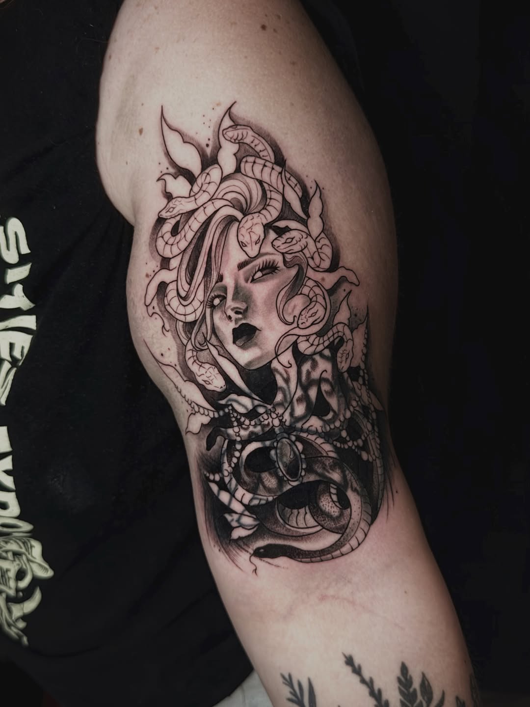 Tattoo by @mspiresinks โ illustrative, black_and_grey