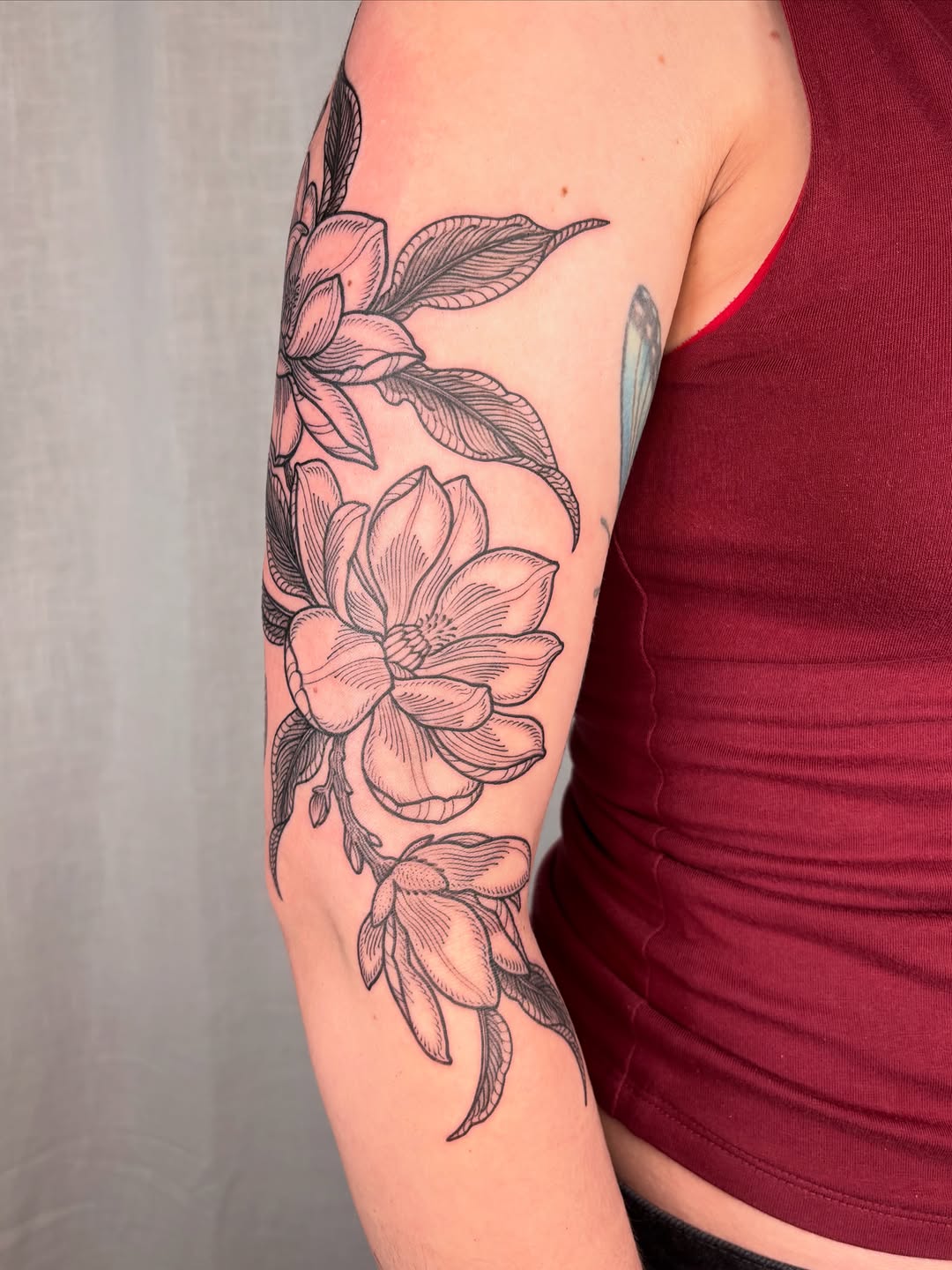 Tattoo by @maggiechotattoo — fine_line, black_and_grey