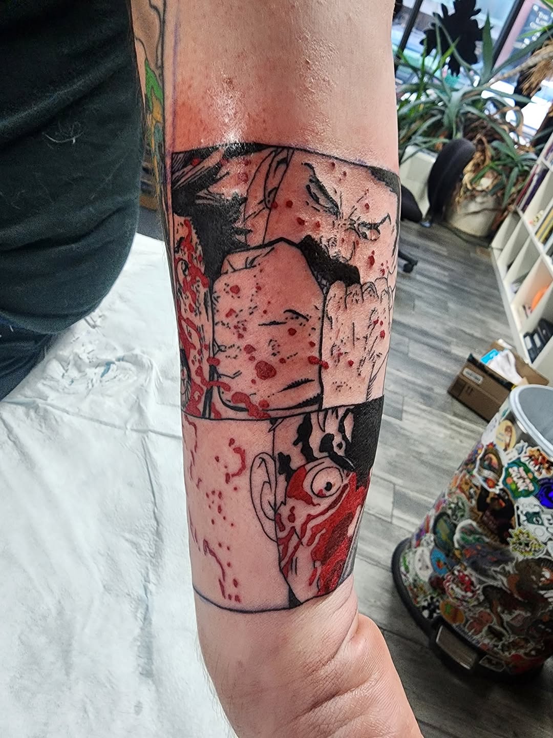 Tattoo by @milesdeoring — anime, blackwork