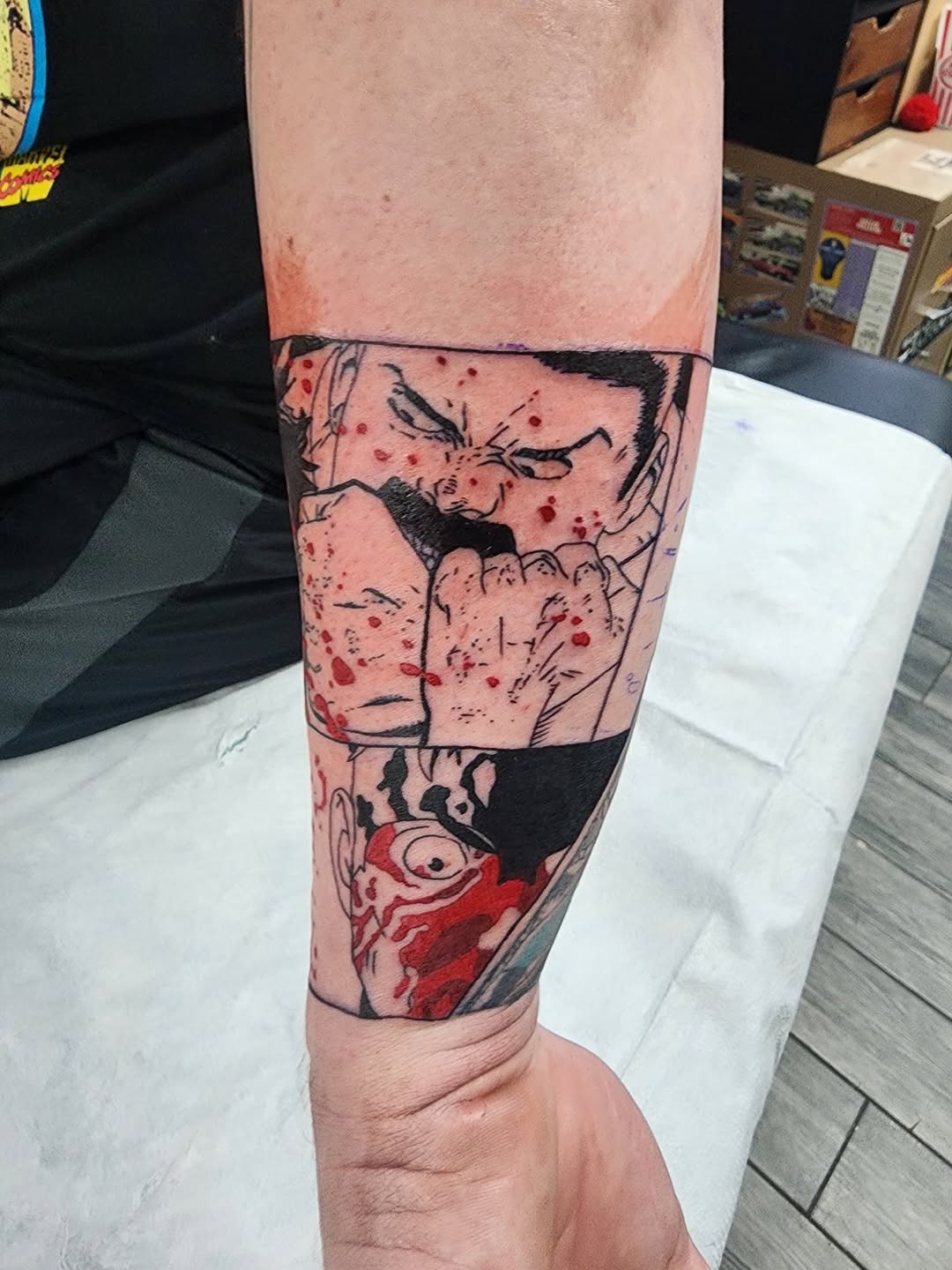 Tattoo by @milesdeoring — anime, black_and_grey