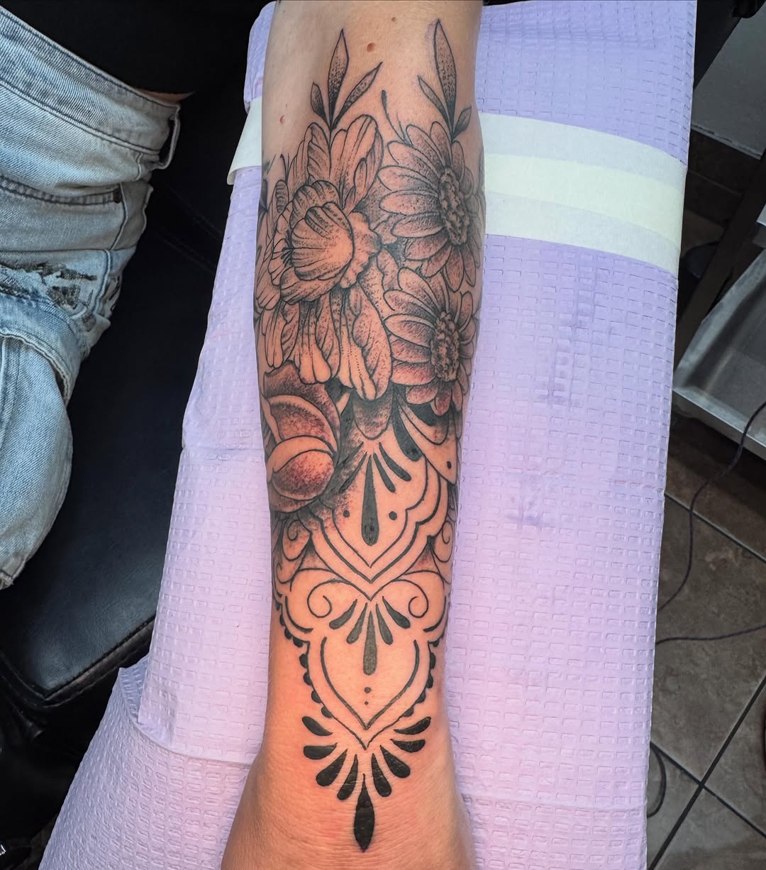 Tattoo by @markgalvan — black_and_grey, ornamental