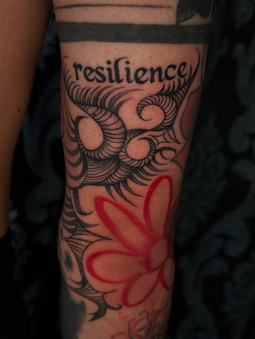 Tattoo by @ahsatan.ink — lettering_script, blackwork