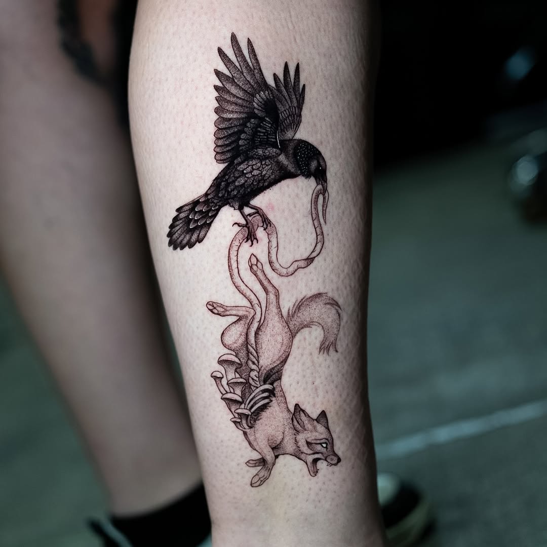 Tattoo by @inkdrunkjorden โ dark_realism, dotwork