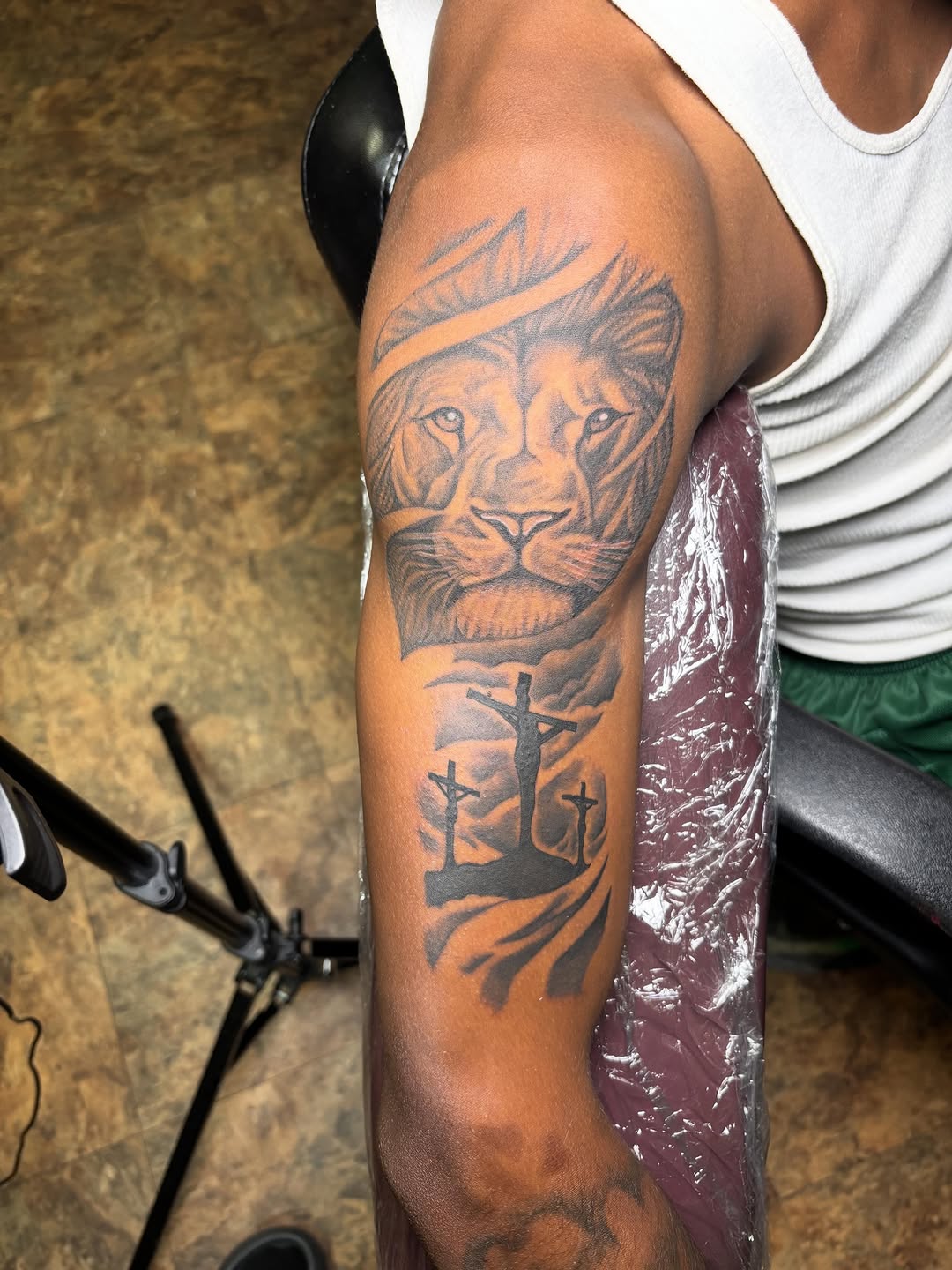 Tattoo by @inkys_ink — realism, black_and_grey