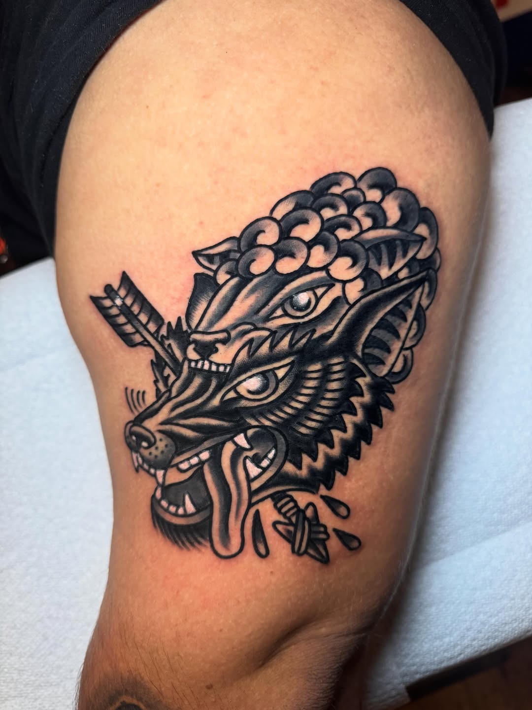 Tattoo by @floodrat — american_traditional, black_and_grey