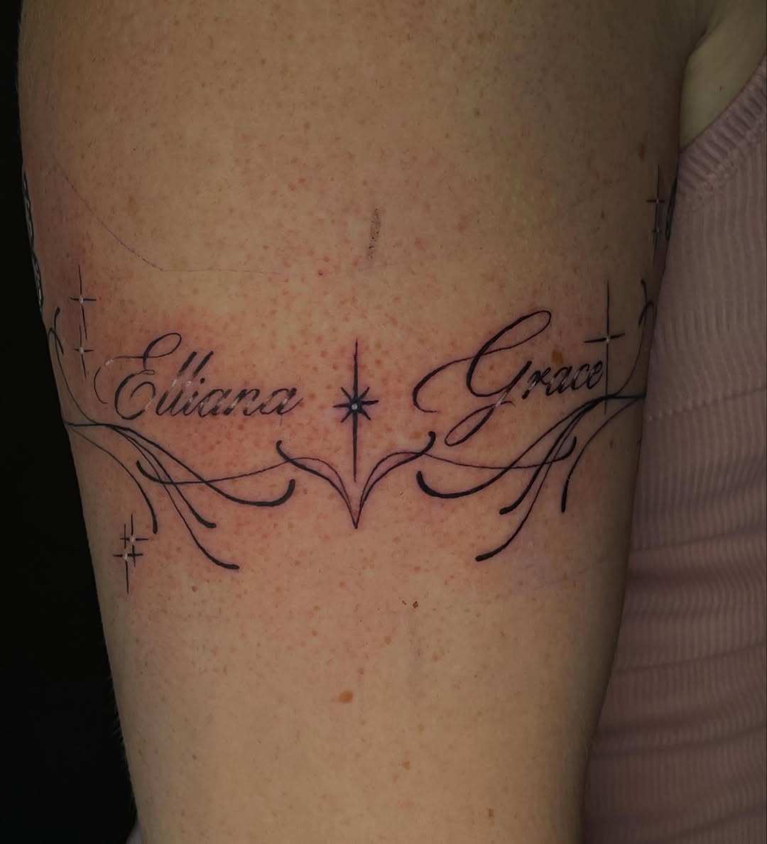 Tattoo by @softnddirty — lettering_script, fine_line