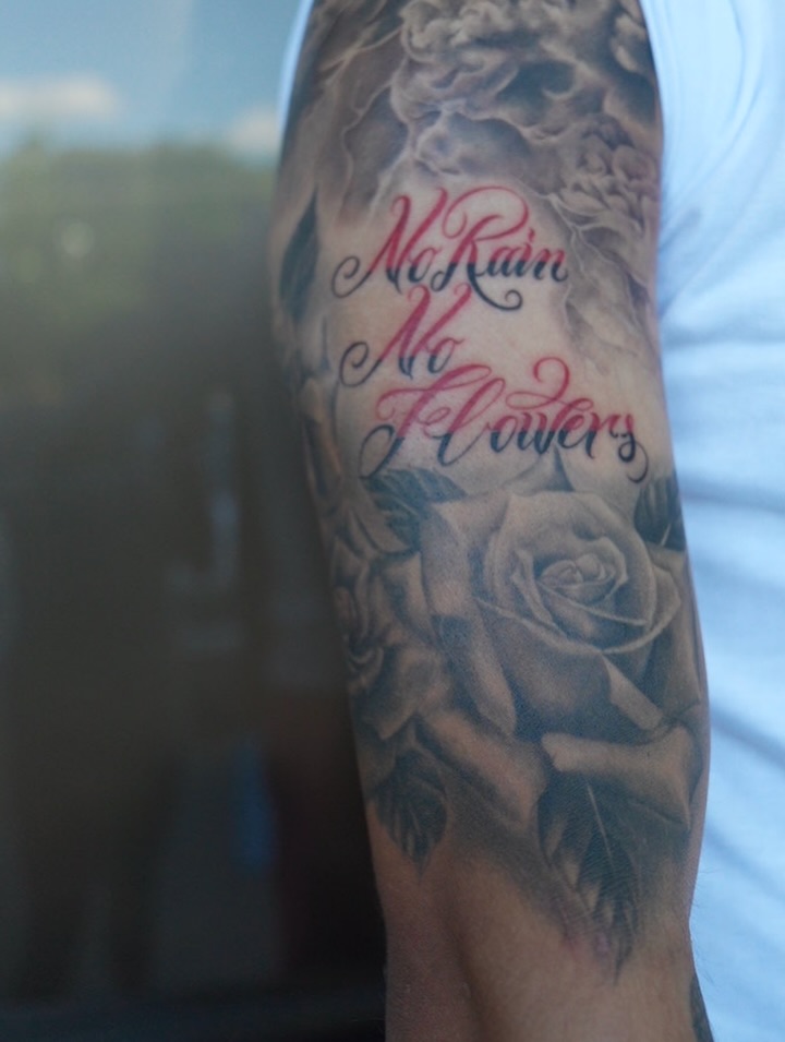 Tattoo by @blazingtatts โ black_and_grey, lettering_script