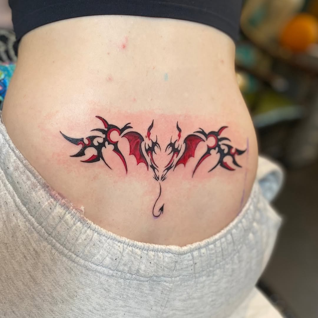 Tattoo by @carafrankenstein — tribal, blackwork