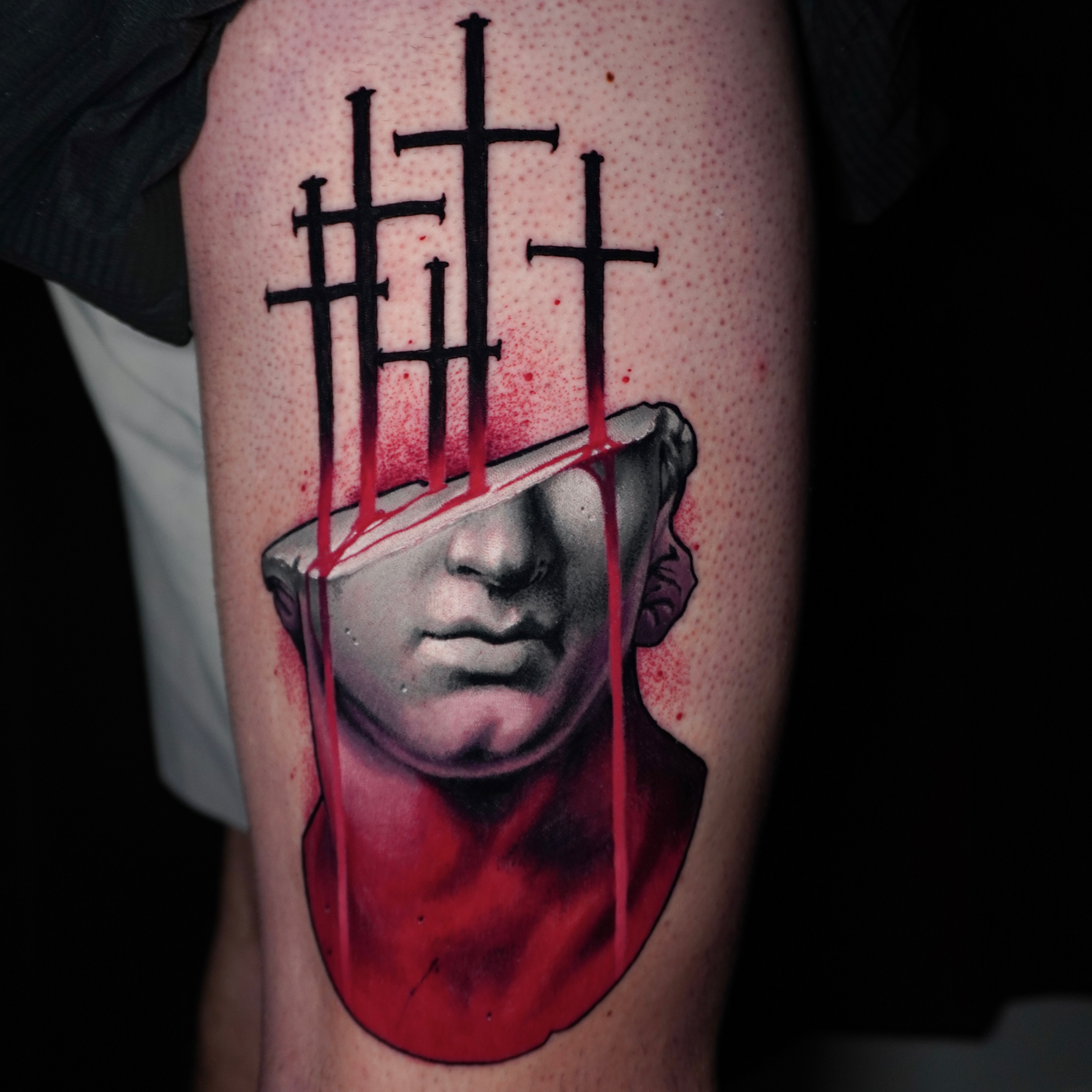 Tattoo by @andreytattooing — dark_realism, trash_polka