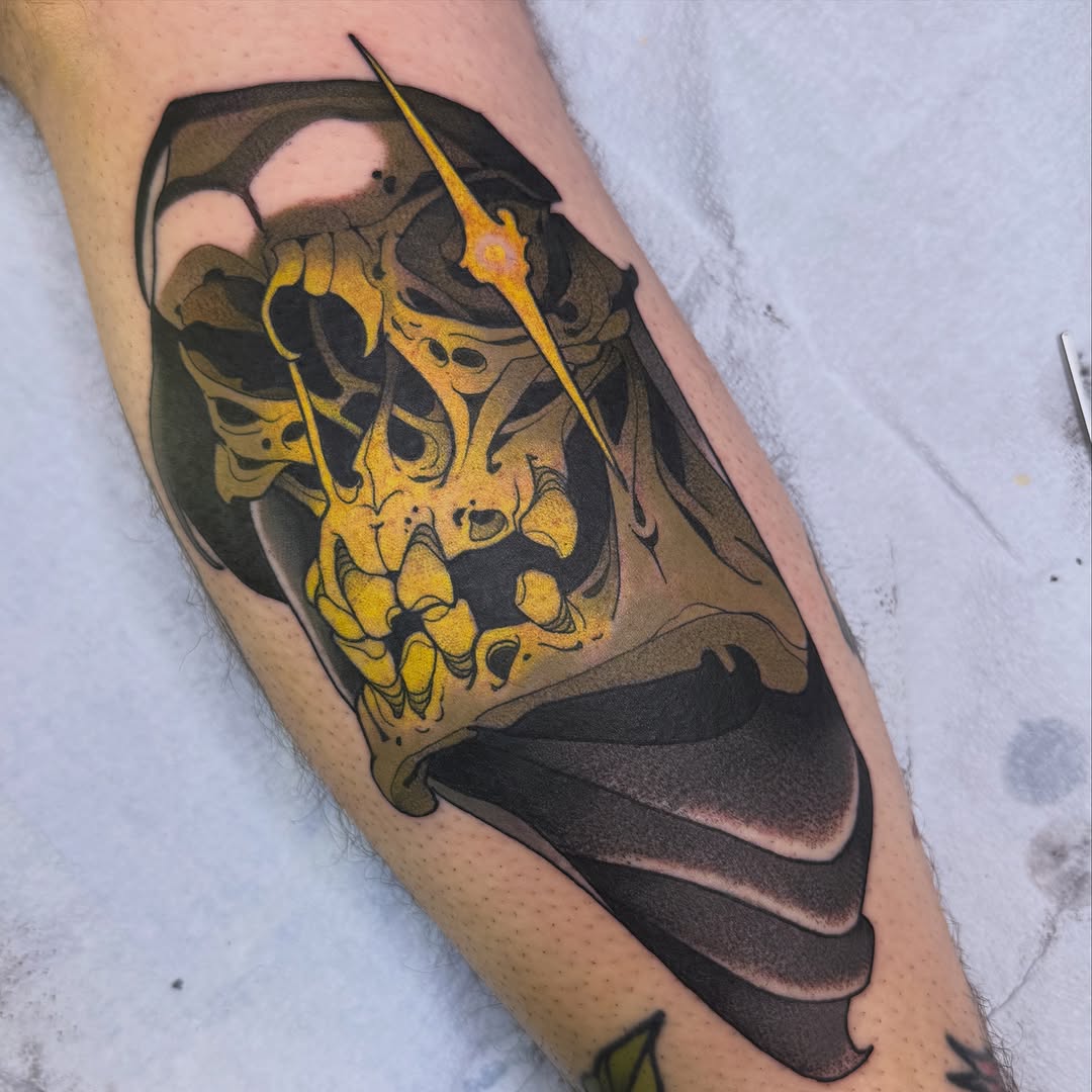 Tattoo by @sacred_crow — dark_realism, trash_polka