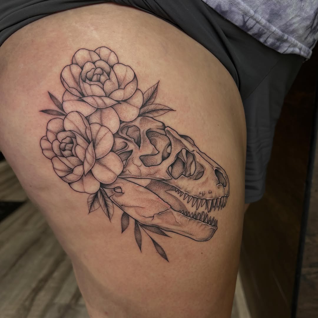 Tattoo by @haileybtats — black_and_grey