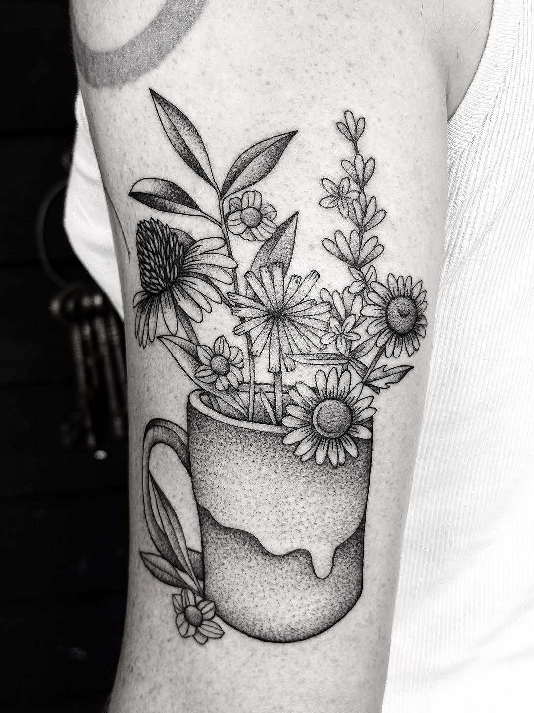 Tattoo by @breezytucker — illustrative, dotwork