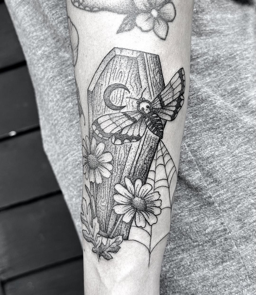 Tattoo by @breezytucker — illustrative, black_and_grey