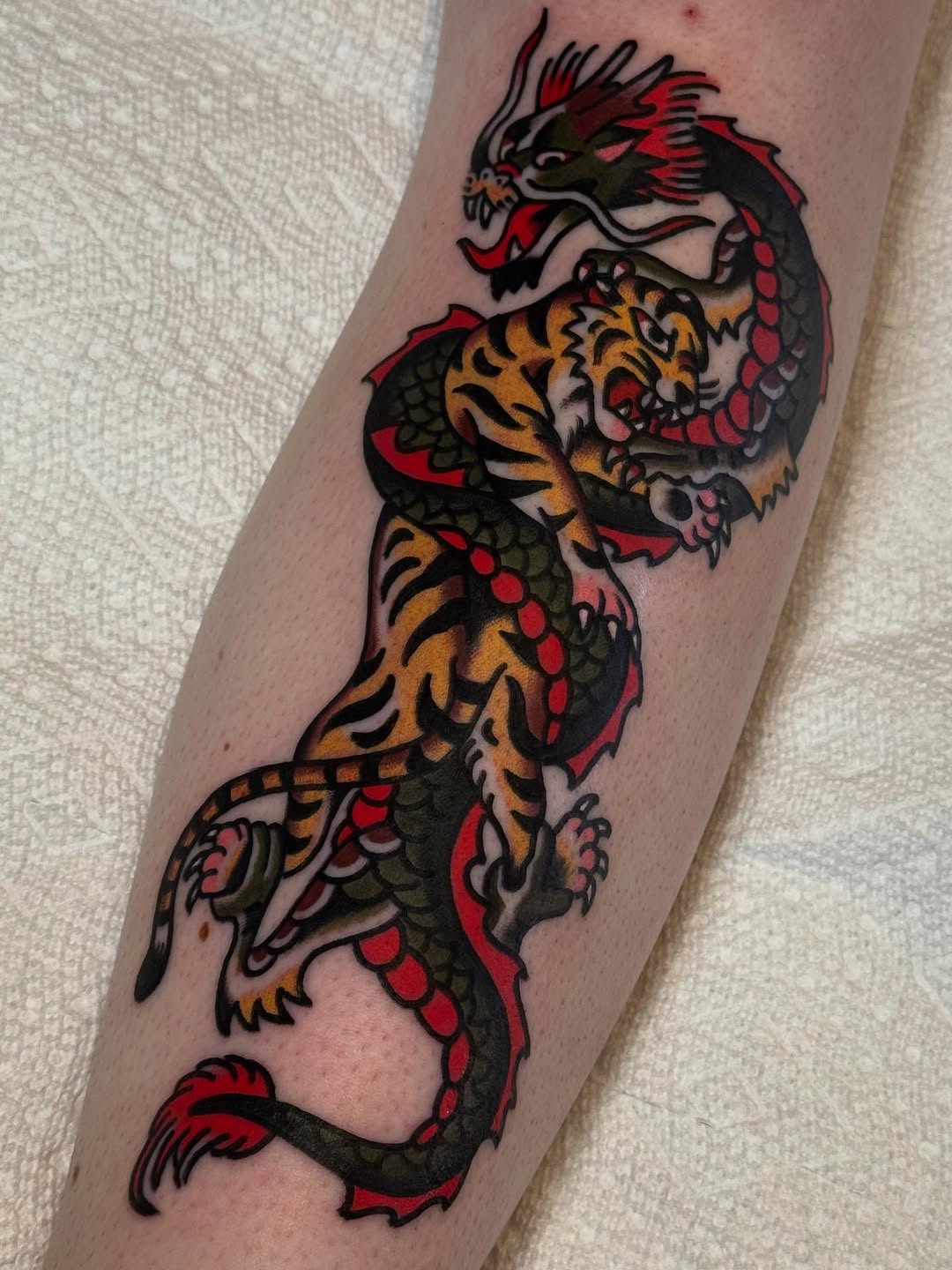 Tattoo by @tat2brain — japanese_irezumi, american_traditional